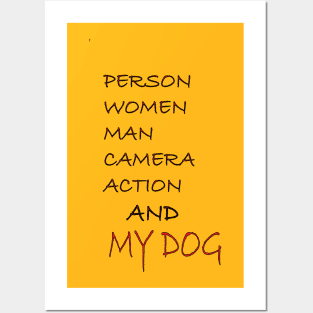 person women man camera action and my dog Posters and Art